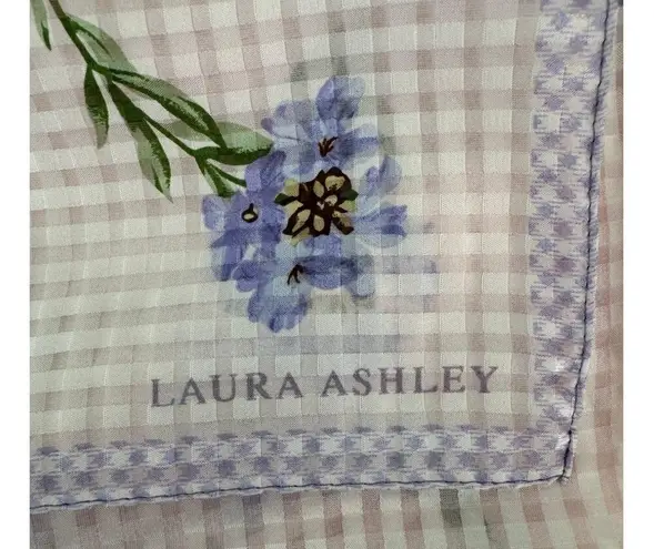 Laura Ashley Vintage 100% silk floral check square scarf pink purple 21 x 21"