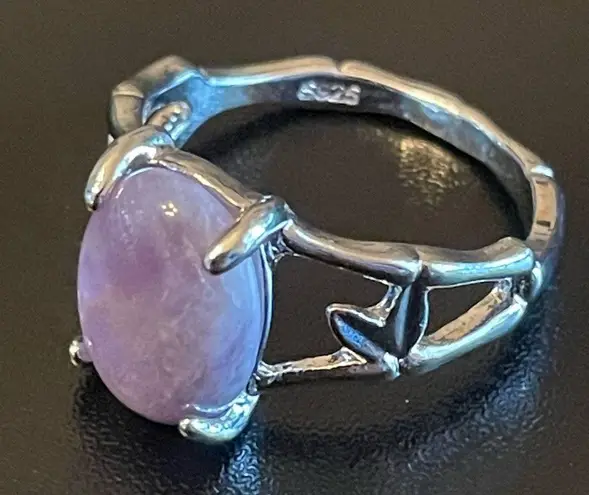 Exquisite purple amethyst S925 silver ring size 10