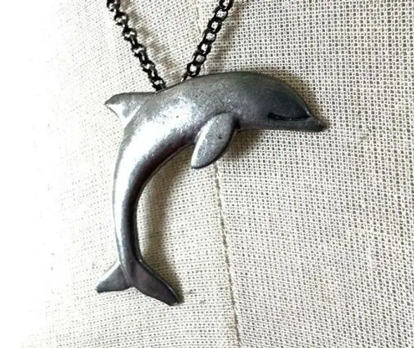 Nathaniel Pewter Dolphin pendant Necklace Silver