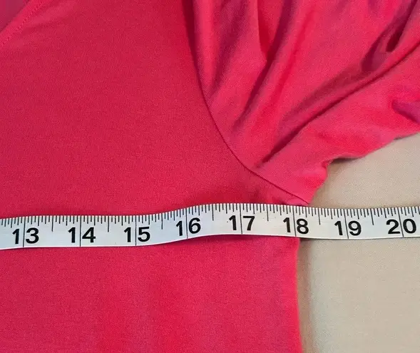 Soft Surroundings Timely Tunic Top Petite Med Pink Shark Bite Hem Short Sleeve