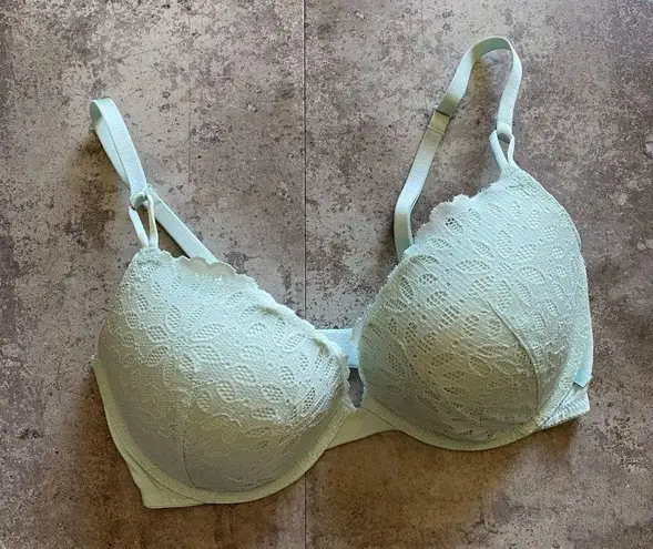 Victoria's Secret Victoria’s Secret Bra Push Up 34DD Lace Sea Foam Green