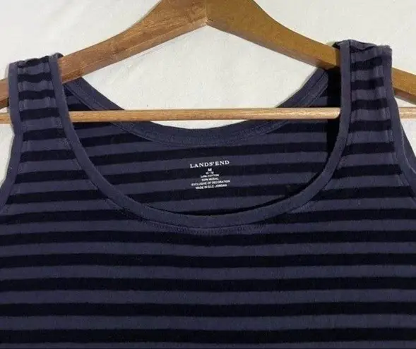 Lands'End  Tank Navy Blue Striped Medium