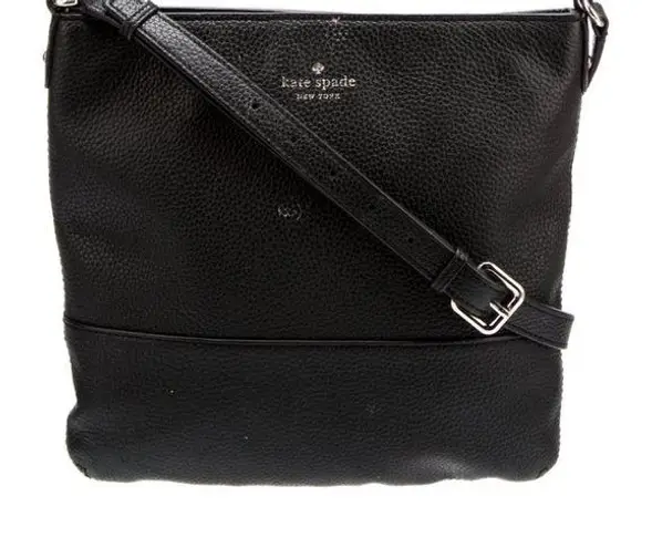 Kate Spade  Stunning black pebbled leather minimalist crossbody bag retro chic