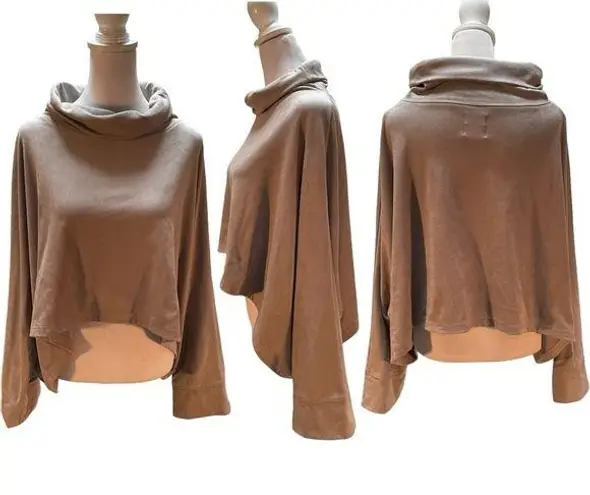 Lime & Vine Gray Oversized High Low Cropped Faux Suede Sweatshirt Size Medium