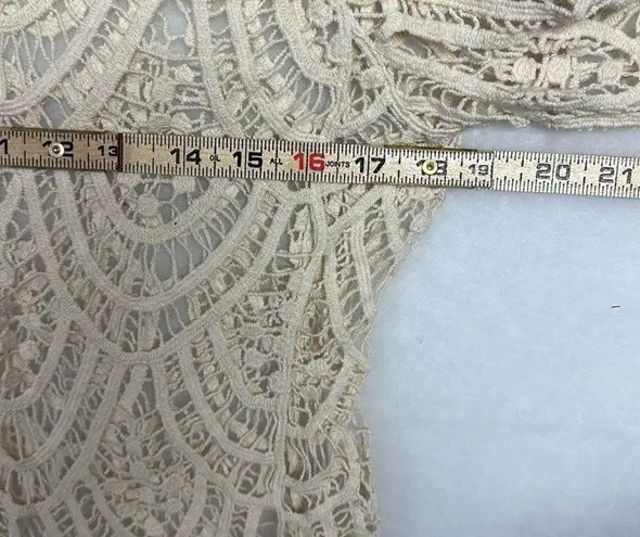 Gatsby Art Deco Style Bohemian Ivory Crochet Blouse Sz One Size Minimalist Tan