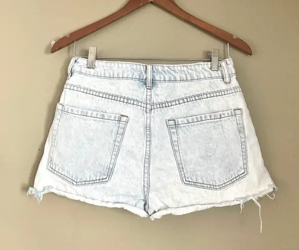 Amuse Society Acid Wash Shorts White Blue Size 28 High Rise Button Fly Distressed