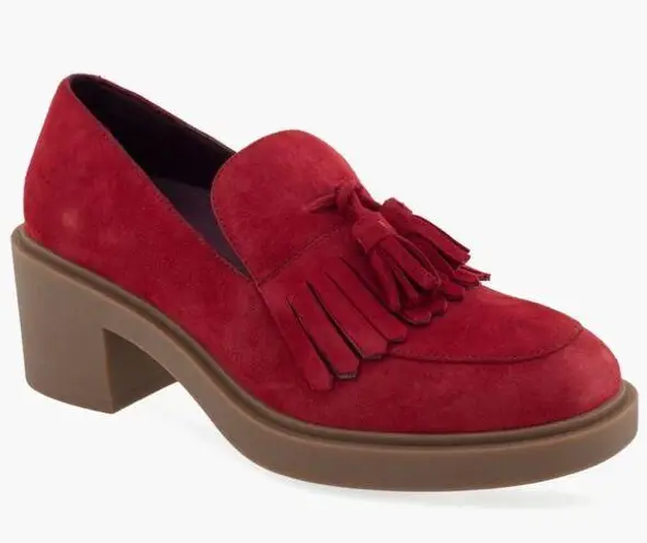 Aerosoles NEW Gibes Fringe Loafer Color: Pomegranate Suede