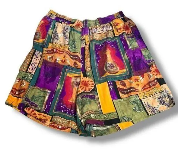 Vintage 90s Caliché Collection Abstract Print High Rise Baggy Mom Shorts Plus 2X Purple