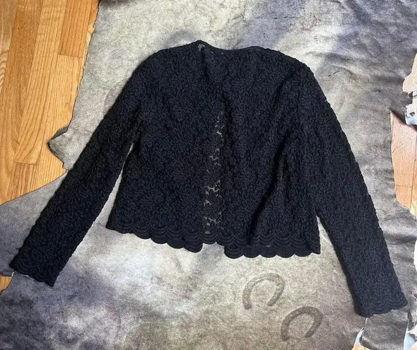 Black Floral Lace Knit Cardigan