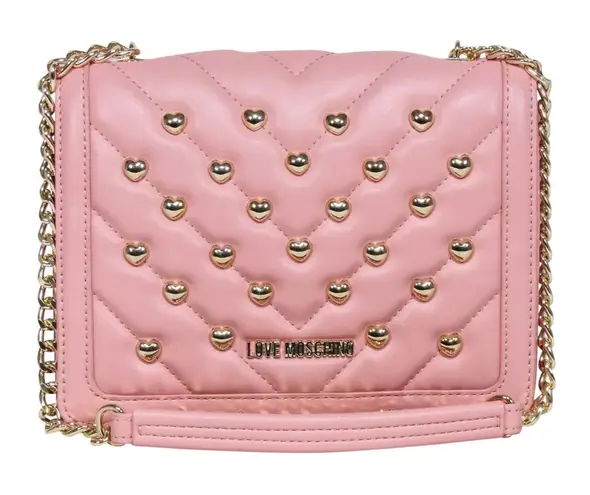 Love moschino pink quilted gold heart crossbody purse