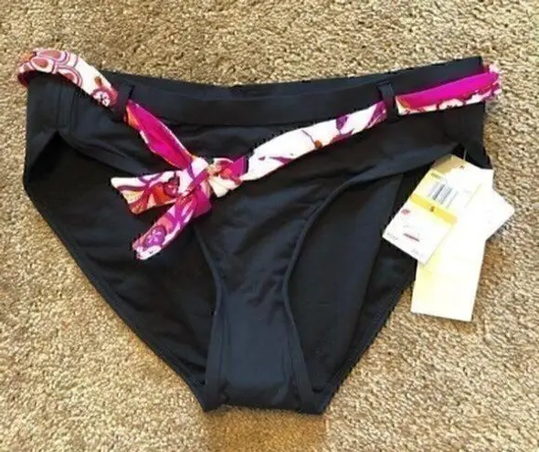 Jag jeans NEW NWT  Solid Black Pink White Belted Floral Y2K Bikini BOTTOM Small