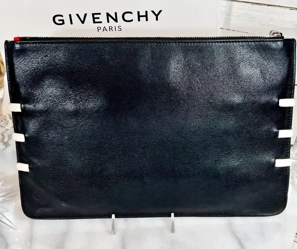 Givenchy Couture Large Rare Red, White & Navy Stitched Logo Pouch/Clutch