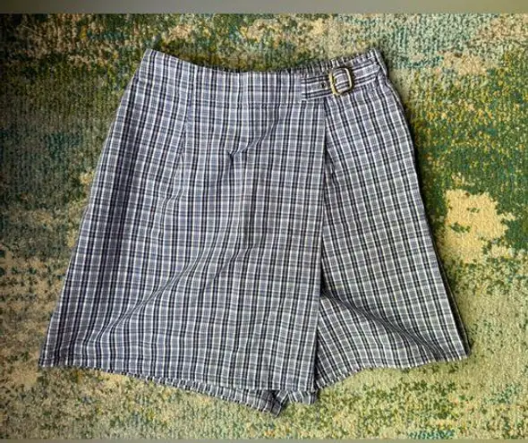 Vintage 90s White Stag blue plaid cotton wrap skort, size 4