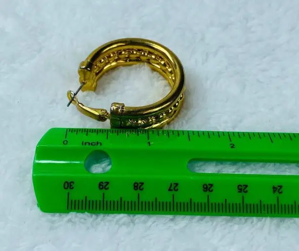 Gold Color Metal Pierced Hoop Earrings Feel Heavy