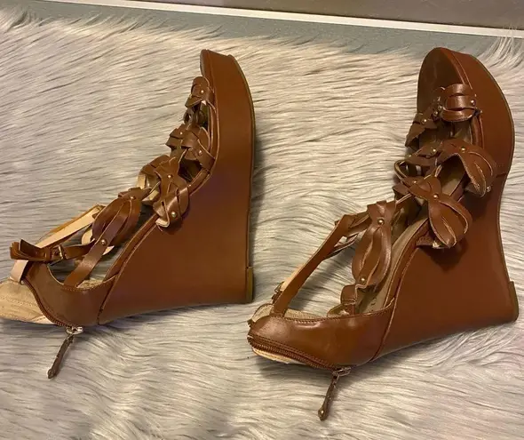 Guess  Brown Gladiator Style Wedges