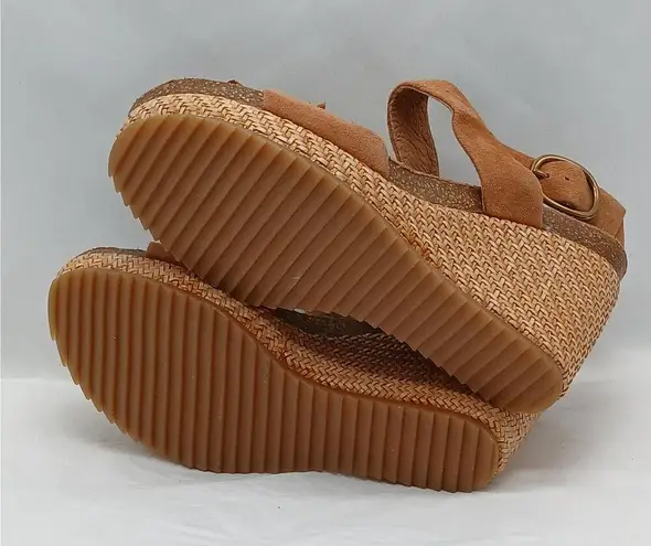 Sofft Cali Wedge Heel Sandals Womens 6M Tan Leather Suede Boho Summer Shoes Size 6