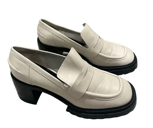 Charles and Keith Chunky Penny Loafer Pumps - Ivory/Off White