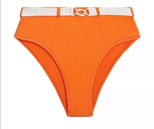 ONIA  Orange white high rise Bea belted bikini bottoms Large NWT