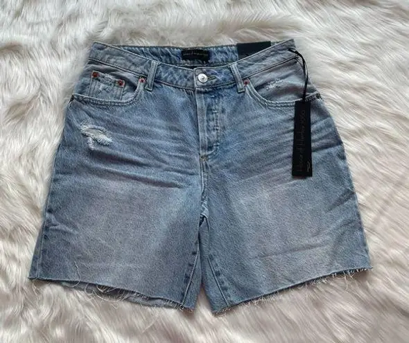 House of Harlow NWT  1960 High Rise Mom Bermuda Denim Shorts Button Fly Size 25