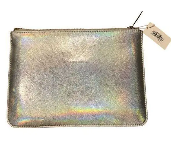 ESTELLA BARLETT Silver Metallic Clutch “Shine Bright” Size Medium NWT