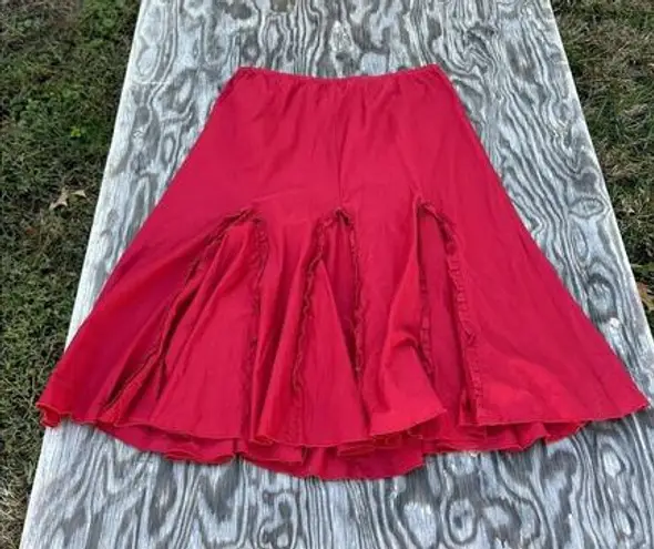 Allison Taylor Womens‎ Skirt Sz Medium Dark Red Flair Fairy Ruffled Fall Spring