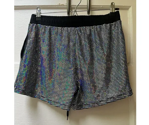 Knobs Ryan Hill San Francisco Sequin Disco Black Silver Medium Drawstring Shorts