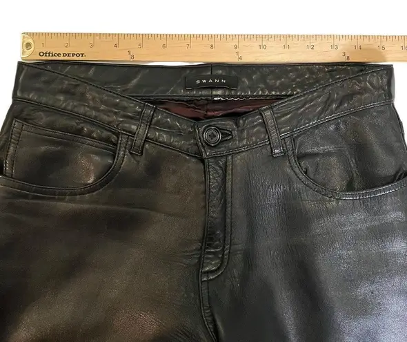 Swann Women's Black Leather Flare Bootcut Pants Size Large