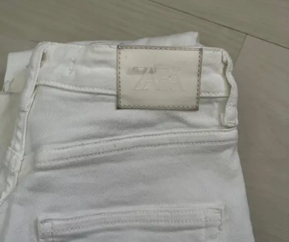 ZARA Slim Flare White Slit Jeans