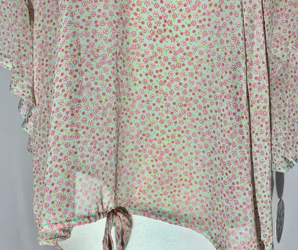 Love + Joy Womens Full Circle Sheer Flutter Sleeve Top, XL - New!