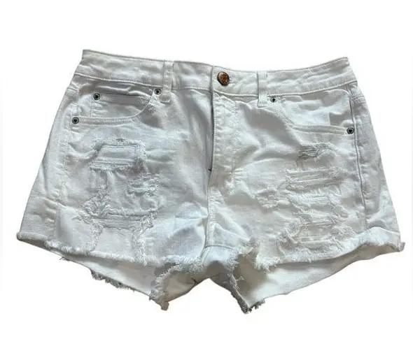 American Eagle  Outfitters Super Stretch X Hi-Rise Shortie White Denim Shorts