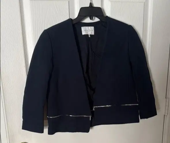 Sandro Blue and Silver Blazer Structured Formal Jacket crop size 40