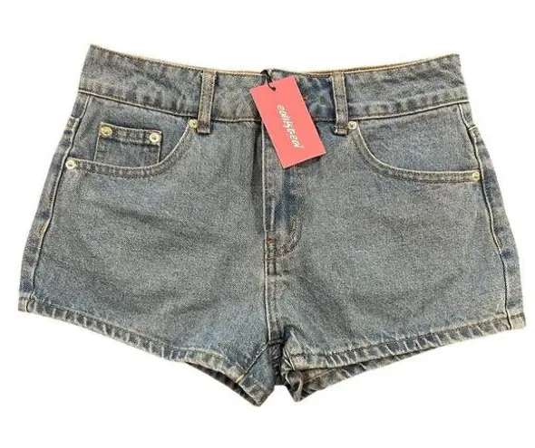 Edikted  Cut-Off Shorts Womens Size S Blue Washed Denim Bows Summer Casual NWT