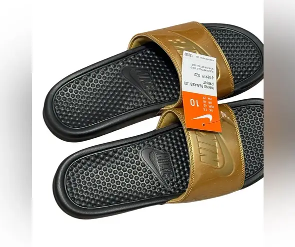Nike  NWT Gold and Black Slides Limited Edition