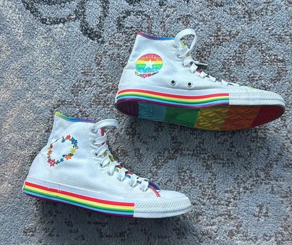 Converse  Limited Edition Pride High Top Chuck Taylor White Rainbow 8.5
