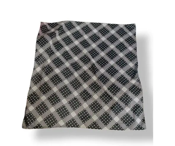 None Scarf Black White Polka Dot Patchwork Grid Print Square Accessory Graphic Artsy