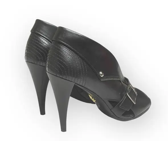 Pour La Victoire new π€ Peep Toe Heel Leather Biker Jacket Booties π€ Black 8.5