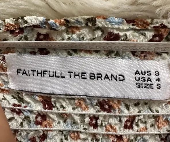 Faithfull the Brand Dress Beldhi Floral Mini Puff Sleeves Fit and Flare S