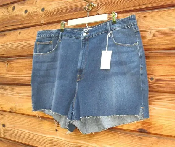 Good American NWT  Stretch Plus Size Cut Off High Waist Denim Jean Shorts