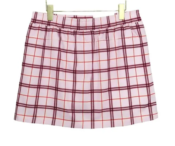 Lady Hagen  16” Woven Golf Skort Mid Rise Pink Plaid Mini Skirt Preppy Large