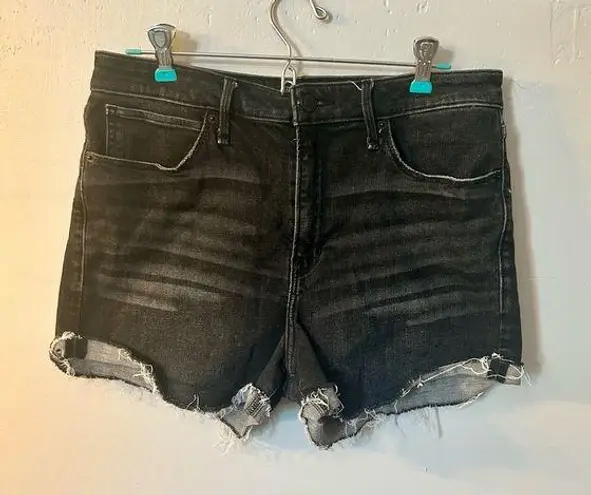 Abercrombie & Fitch  Black Denim Jean Shorts Raw Hem Size 30 High Rise