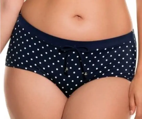 🔵 SALE 3/$25 DORINA AGUA CURVES HI WAIST HIPSTER BLUE WHITE POLKADOT BOTTOM M Size M