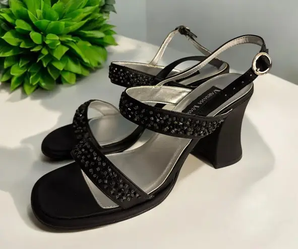 Varsavia Viamara Women’s Dressy Black Sandals With Sequins Women’s Size 8M