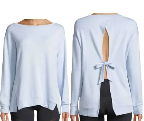 Vimmia Soothe Buttery Open Bow Tie Back Pullover Top Sweatshirt Light Blue XS
