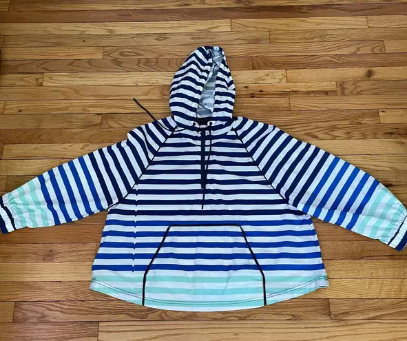 Hunter Striped Print Hoodie Hood Oversized Crop 