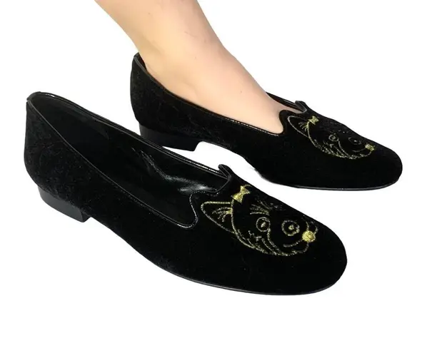 VINTAGE 1990'S VANELI BLACK VELVET & LEATHER "YORKIE" LOAFERS (6.5)