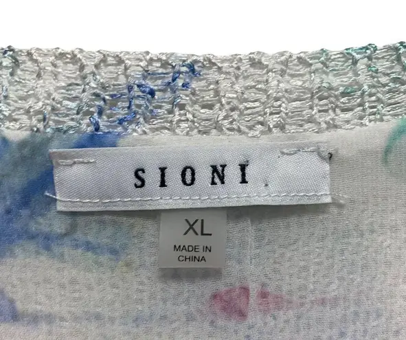 Sioni Womens XL Pullover Sweater Multicolor Butterfly Long Sleeve Layered Knit