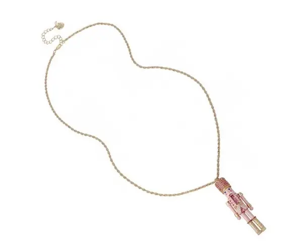 Betsey Johnson NWT  womens Nutcracker Pendant Long Necklace pink