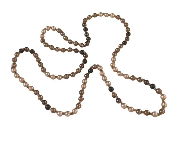 Beaded Faux Pearl Necklace One Strand Pull Over Jewelry or Craft Beads u Brown