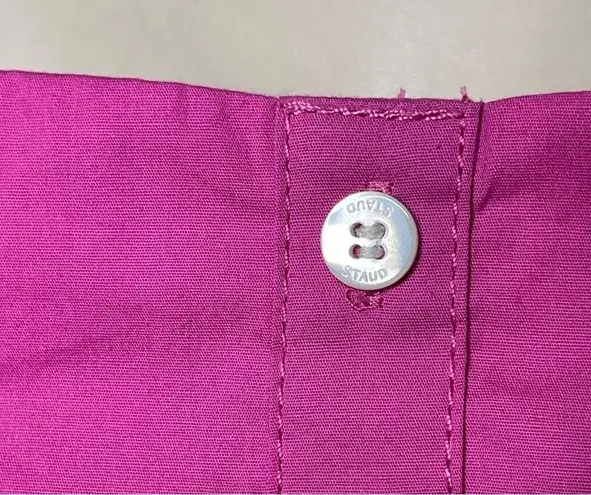 STAUD Hot Pink Elio Cold shoulder Buttun front Midi Dress sz 2