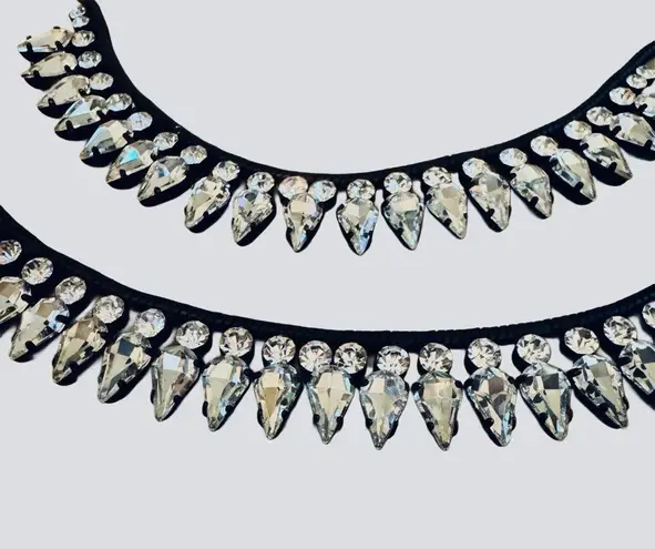 NWT nOir NYC Layered Black & Cubic Zirconia Choker Silver